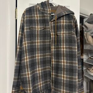 Prana Brown Plaid Hooded Jacket